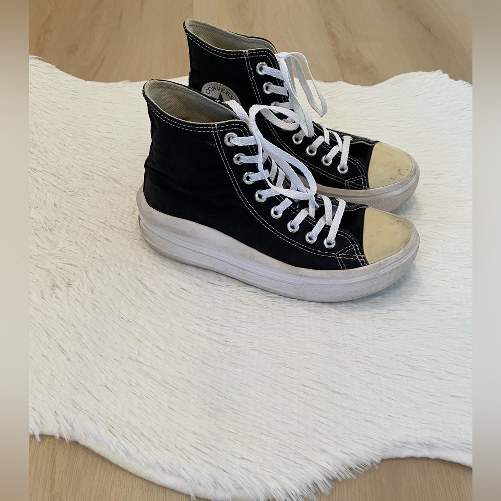 Chuck Taylor Converse All Star Women’s 7.5 High Top Sneaker Shoe Platform Rubber - Picture 3 of 7
